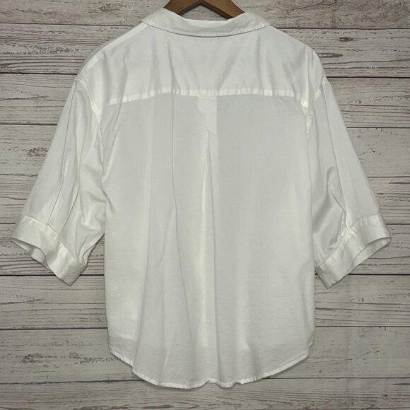 Athleta Organic Cotton Dreams Oversized Cropped Button Up Small - Picture 5 of 7